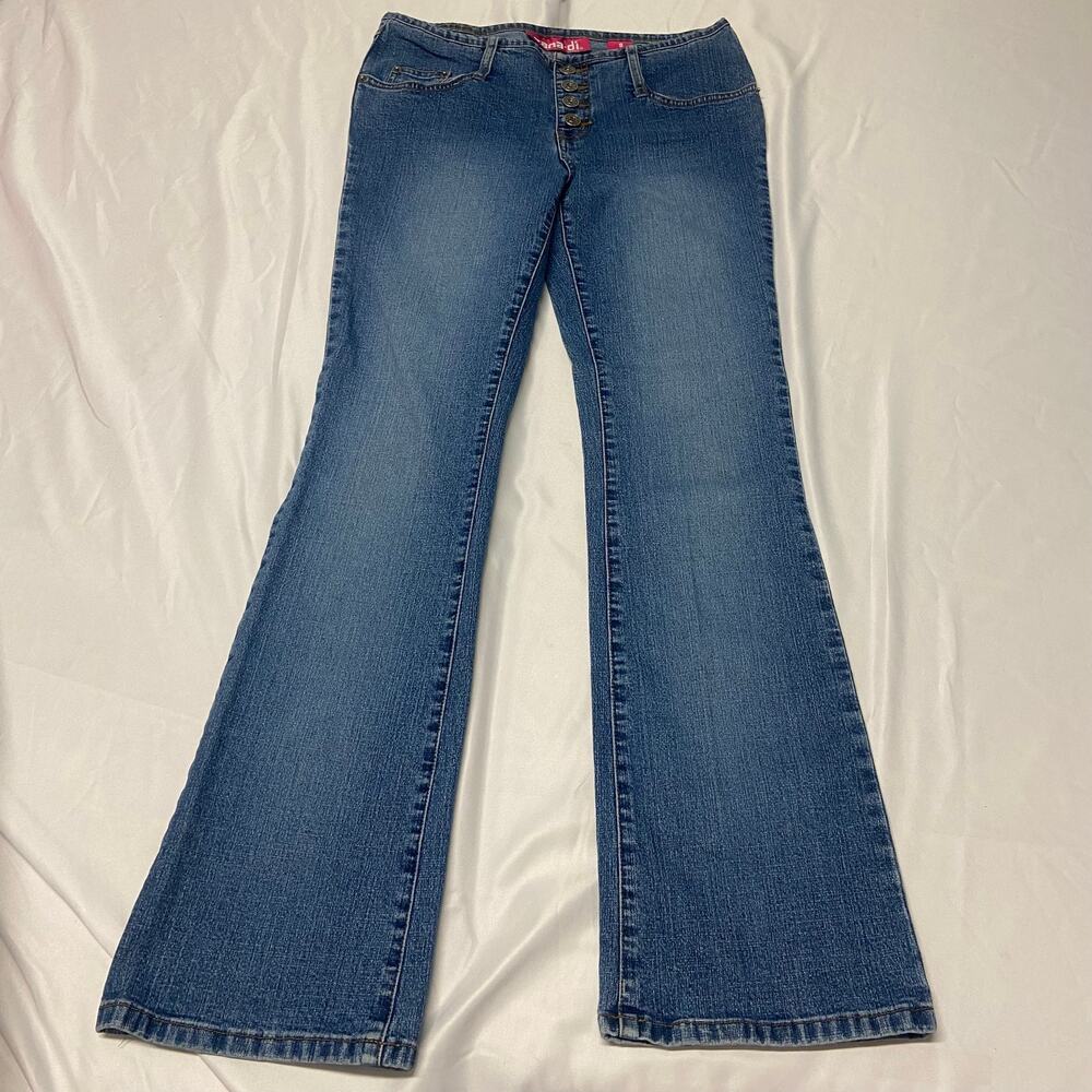 Zana Di Jeans Size 9 Denim Vtg 90s Retro Hippie Flare Legs Roll Waist Button Fly